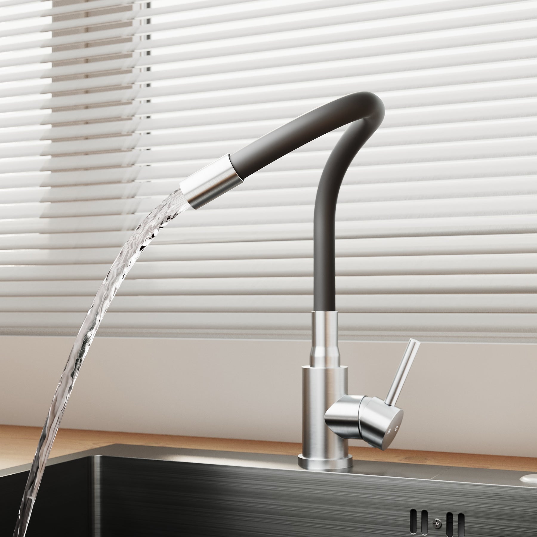 SONNI Küchenspüle Edelstahl mit Armatur Set, Spülbecken Schwarz 50 x 45 cm