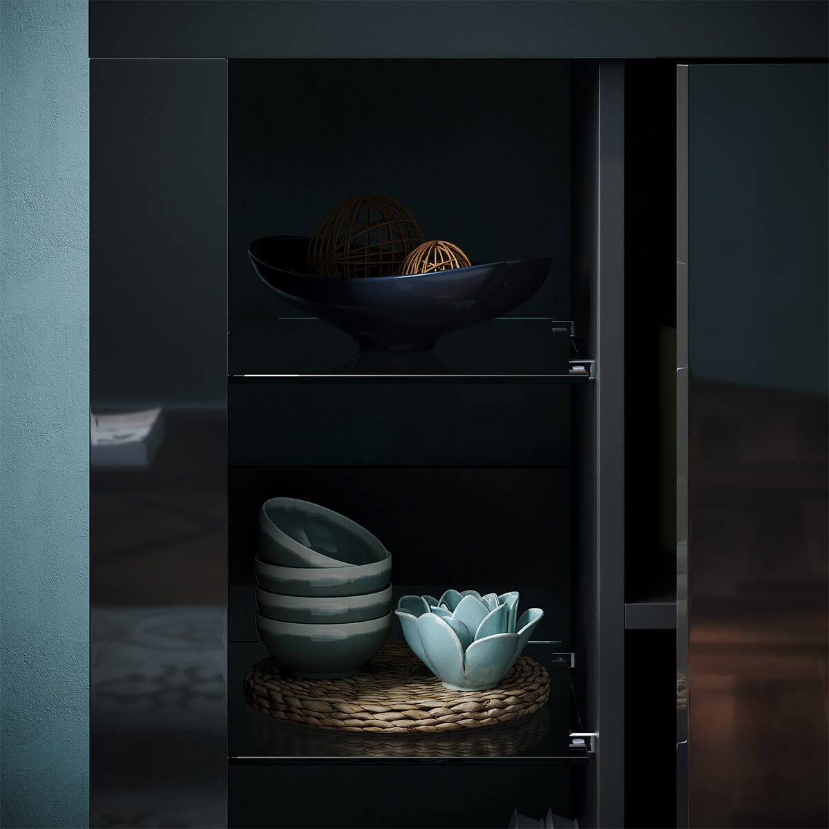SONNI Kommode Sideboard mit LED Beleuchtung Schwarz Hochglanz Wohnzimmermöbel Wohnzimmerschrank Standschrank - Sonni Sanitär GmbH