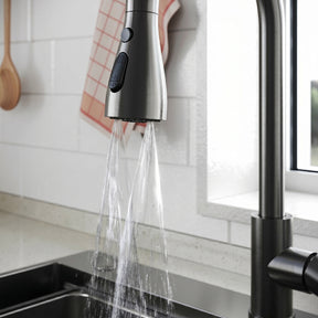 SONNI Waschtischarmatur mit Ausziehbrause, Edelstahl 3 Wasserflussmodi, automatische Rückstellfunktion G3/8 Silber