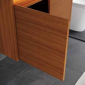SONNI Waschtisch Badmöbel Set mit Quarz Kunststein Waschbecken, LED Sensorbeleuchtung Push Open Türen 79 x 49,5 x 45 cm