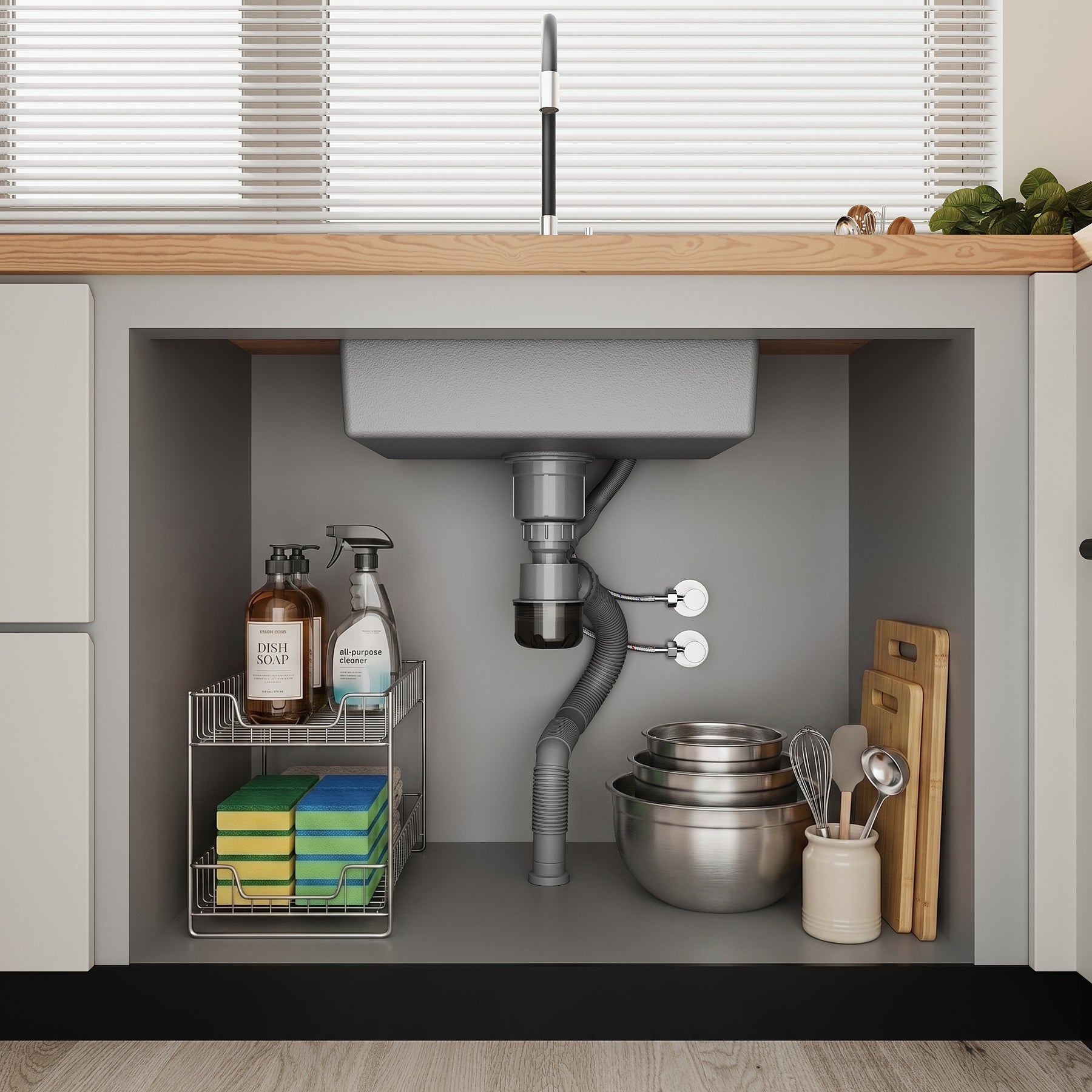 SONNI Küchenspüle Edelstahl mit Armatur Set, Spülbecken Schwarz 50 x 45 cm