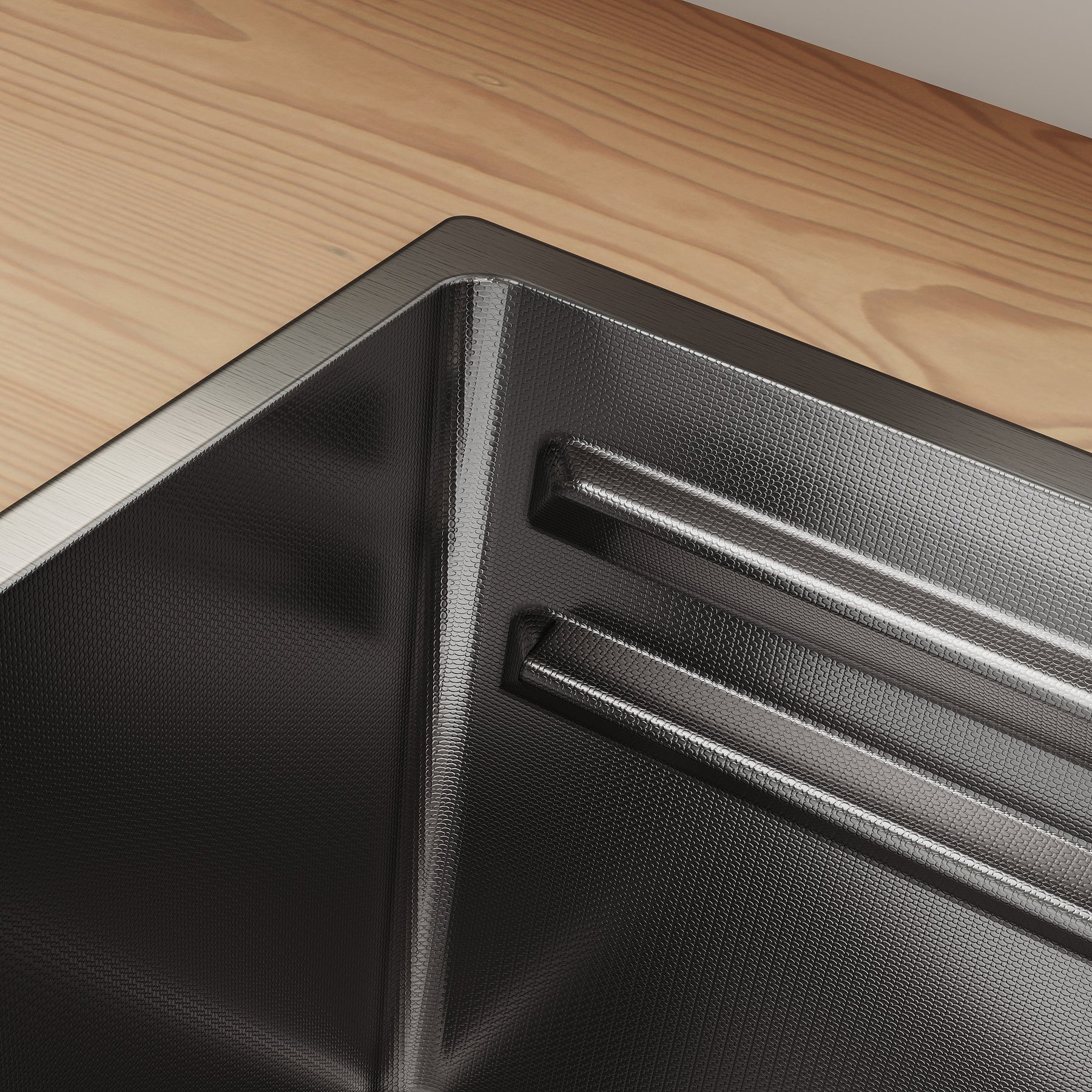 SONNI Küchenspüle Waschbecken Edelstahl 304, Nanosilber/Diamantschwarz, 70x44 cm, Einbauspüle mit 1 Becken, Unterbauspüle mit Abtropfkorb und Rechteckigem Abfallsieb - Sonni Sanitär GmbH