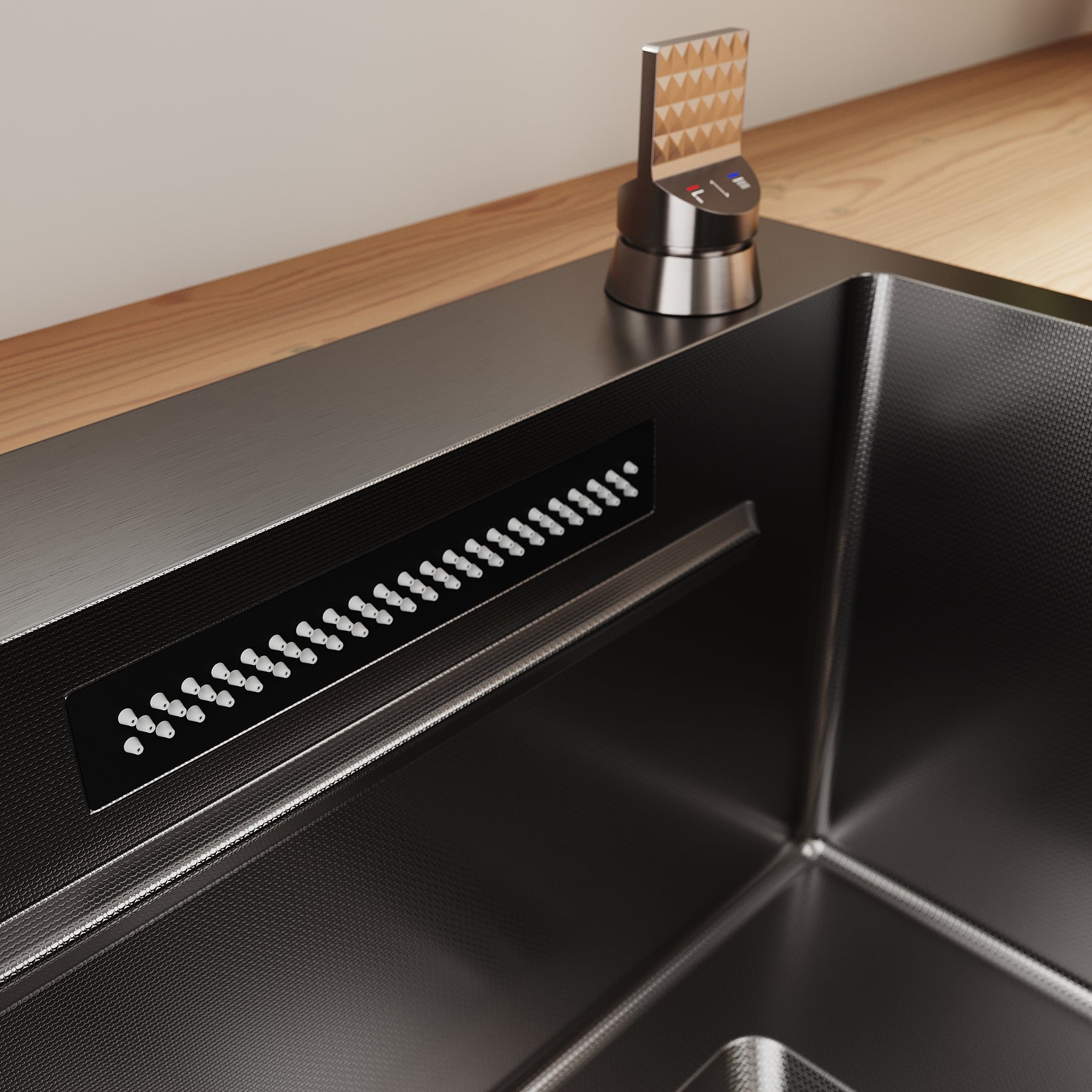 SONNI Spülbecken Einbauspüle Küchenspüle Waschbecken 304 SUS Edelstahl, Schwarz, 75/80×45×26 cm, Unterbauspüle mit 1 Becken, Abtropfkorb, Abfallsieb, Armatur, Schneidebrett, Tassenuntersetzer und Wasserfilterarmatur - Sonni Sanitär GmbH