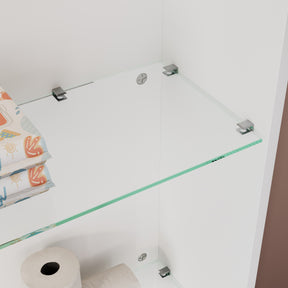 SONNI Badschrank mit LED-Sensoren,3 verstellbare Glasböden Badschrank mit 4 Kunststofffüßen 100 x 26 x 116 cm Weiß