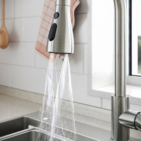 SONNI Waschtischarmatur mit Ausziehbrause, Edelstahl 3 Wasserflussmodi, automatische Rückstellfunktion G3/8 Silber