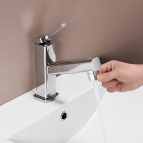 SONNI Waschtischarmatur mit Ausziehbrause, 3 Wege Armatur 360° Ausziehbrause verchromt G3/8