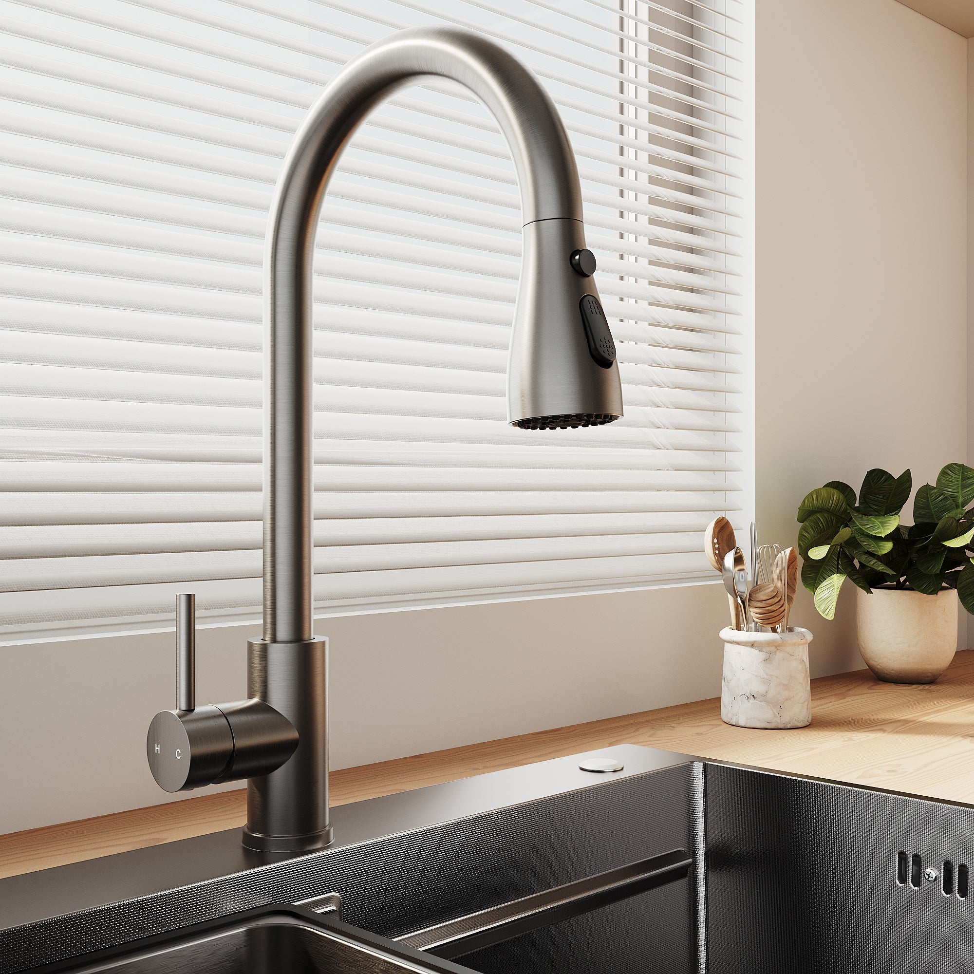 SONNI Spülbecken Küchenspüle 304 Edelstahl Waschbecken 70×45 cm, Einbauspüle mit 1 Becken,Wasserhahn,Unterbauspüle, Nanosilber/Diamantschwarz, inkl. Abtropfkorb & Abflusssieb, 3-Loch Breitkante