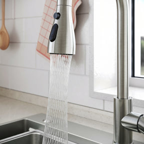SONNI Waschtischarmatur mit Ausziehbrause, Edelstahl 3 Wasserflussmodi, automatische Rückstellfunktion G3/8 Silber