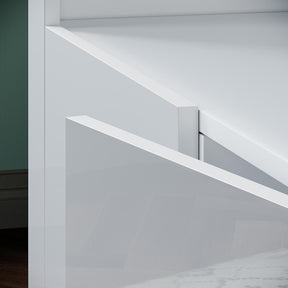 SONNI Kommode Sideboard mit LED Beleuchtung Weiß Hochglanz Wohnzimmermöbel Wohnzimmerschrank Standschrank