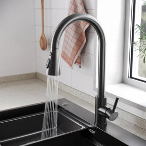 SONNI Waschtischarmatur mit Ausziehbrause, Edelstahl 3 Wasserflussmodi, automatische Rückstellfunktion G3/8 Silber