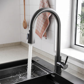 SONNI Waschtischarmatur mit Ausziehbrause, Edelstahl 3 Wasserflussmodi, automatische Rückstellfunktion G3/8 Silber