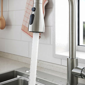 SONNI Waschtischarmatur mit Ausziehbrause, Edelstahl 3 Wasserflussmodi, automatische Rückstellfunktion G3/8 Silber