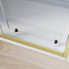 SONNI Duschtür Schiebetür Duschabtrennung Gebürstetes Gold Aluminiumrahmen ESG Glas 100–120 cm Höhe 185 cm - Sonni Sanitär GmbH