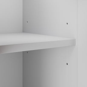 SONNI Badezimmerschrank mit Touch-LED-Beleuchtung, weißer Unterschrank mit 2 rechts öffnenden Türen und verstellbaren Einlegeböden, Geschlossen & Offenes Fach