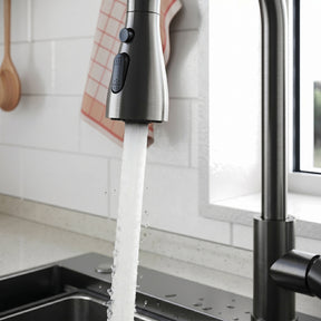 SONNI Waschtischarmatur mit Ausziehbrause, Edelstahl 3 Wasserflussmodi, automatische Rückstellfunktion G3/8 Silber