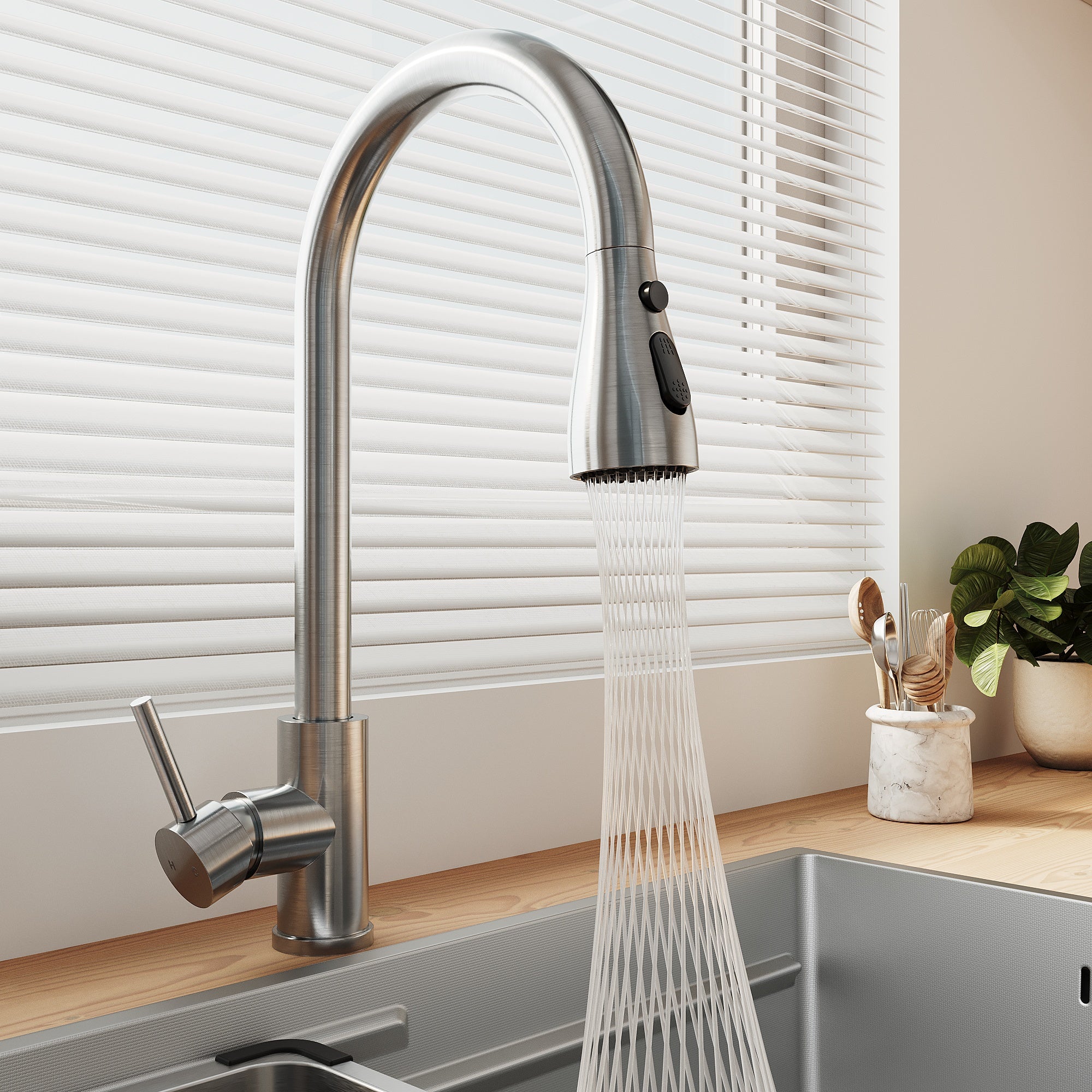 SONNI Küchenspüle Waschbecken Edelstahl 304, Nanosilber/Diamantschwarz, 70x44 cm, Einbauspüle mit 1 Becken,Wasserhahn,Unterbauspüle mit Abtropfkorb und Rechteckigem Abfallsieb