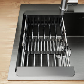 SONNI Küchenspüle Edelstahl mit Armatur Set, Spülbecken Schwarz 50 x 45 cm