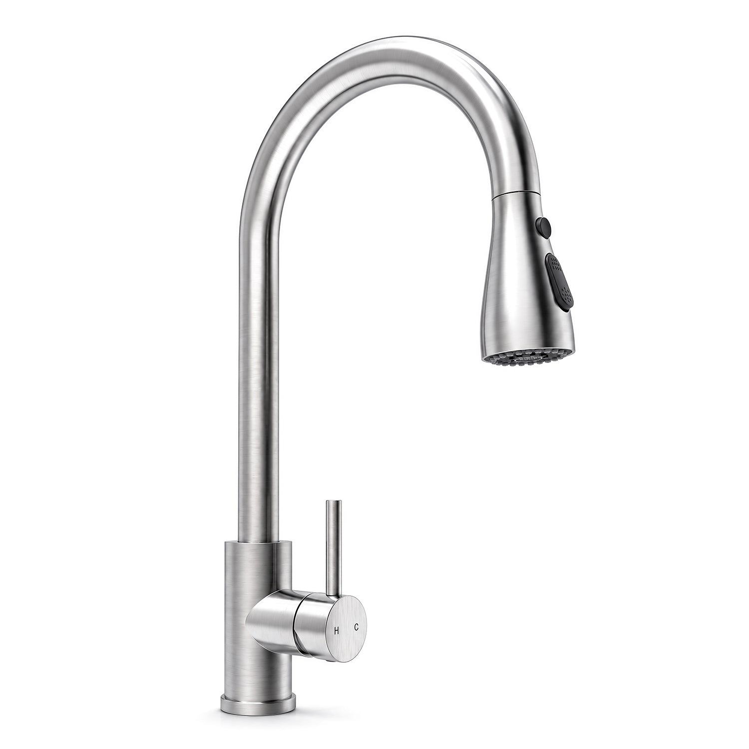 SONNI Waschtischarmatur mit Ausziehbrause, Edelstahl 3 Wasserflussmodi, automatische Rückstellfunktion G3/8 Silber