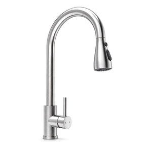 SONNI Waschtischarmatur mit Ausziehbrause, Edelstahl 3 Wasserflussmodi, automatische Rückstellfunktion G3/8 Silber