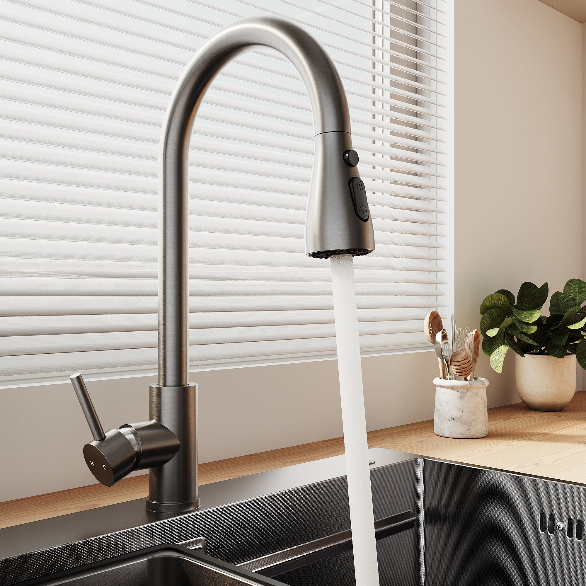 SONNI Spülbecken Küchenspüle 304 Edelstahl Waschbecken 70×45 cm, Einbauspüle mit 1 Becken,Wasserhahn,Unterbauspüle, Nanosilber/Diamantschwarz, inkl. Abtropfkorb & Abflusssieb, 3-Loch Breitkante