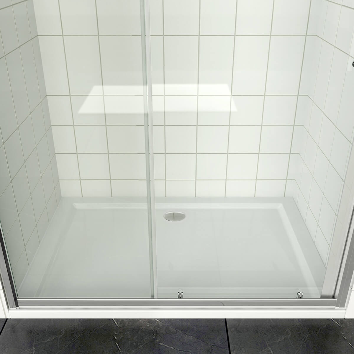 SONNI Dusche Nischentür Schiebetür mit Rahmen ESG Glastür 100-170cm Höhe 185cm