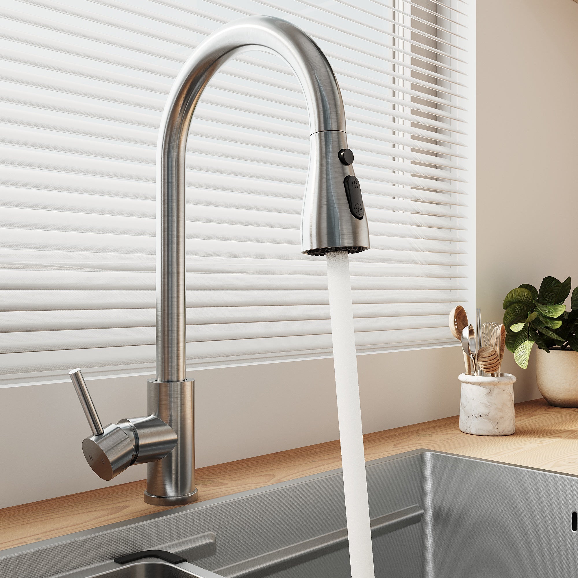 SONNI Küchenspüle Waschbecken Edelstahl 304, Nanosilber/Diamantschwarz, 70x44 cm, Einbauspüle mit 1 Becken,Wasserhahn,Unterbauspüle mit Abtropfkorb und Rechteckigem Abfallsieb