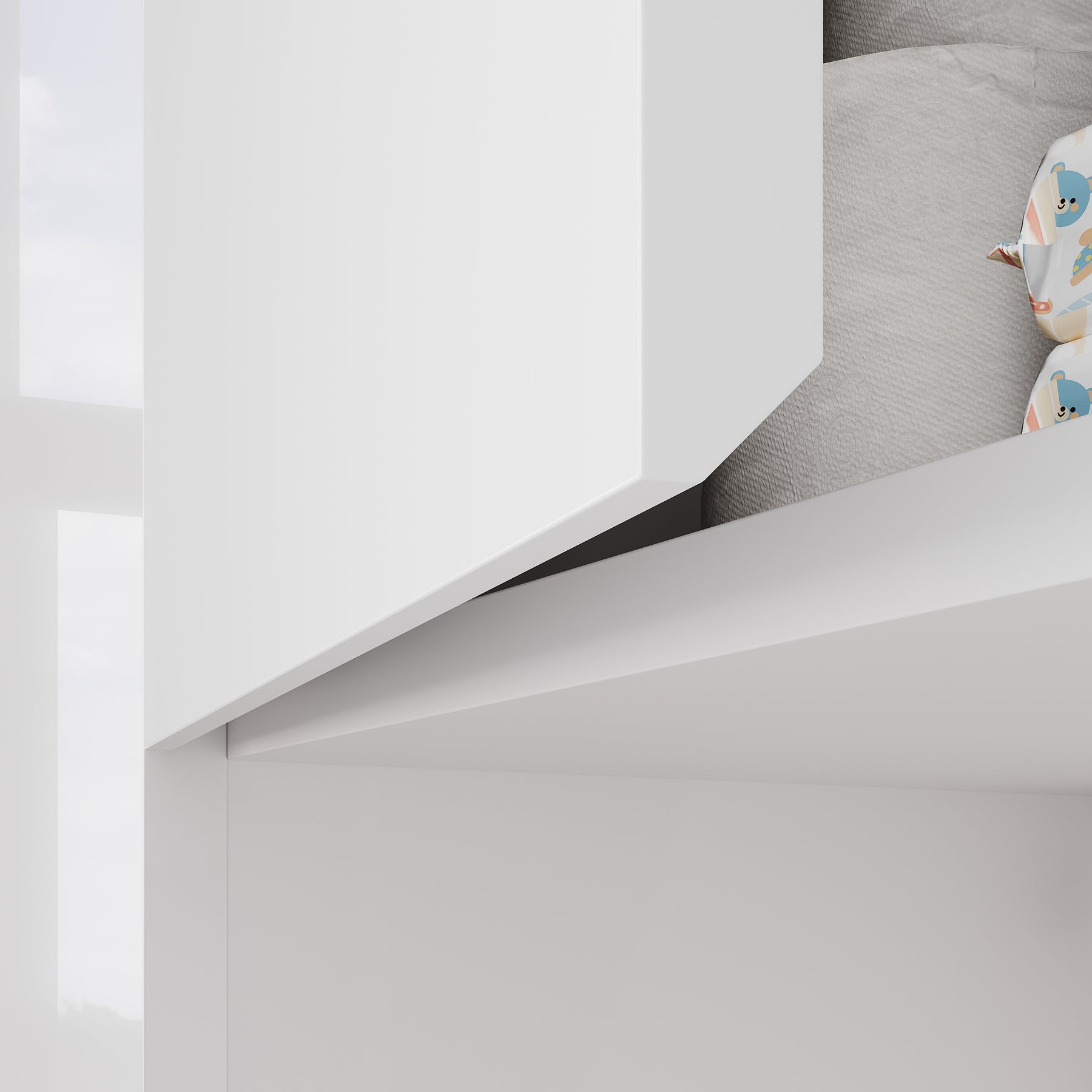 SONNI Badezimmerschrank mit Touch-LED-Beleuchtung, weißer Unterschrank mit 2 rechts öffnenden Türen und verstellbaren Einlegeböden, Geschlossen & Offenes Fach