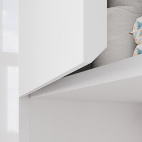 SONNI Badezimmerschrank mit Touch-LED-Beleuchtung, weißer Unterschrank mit 2 rechts öffnenden Türen und verstellbaren Einlegeböden, Geschlossen & Offenes Fach