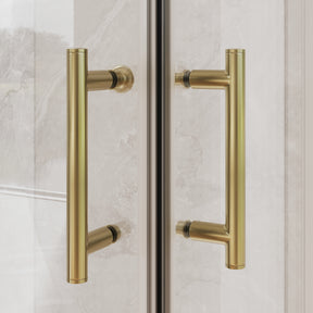 SONNI Duschkabine Eckeinstieg mit Schiebetür, gebürstetes Gold, 5mm ESG Sicherheitsglas, Aluminiumrahmen, 70-90 cm, Höhe 190cm, ohne Duschtasse - Sonni Sanitär GmbH