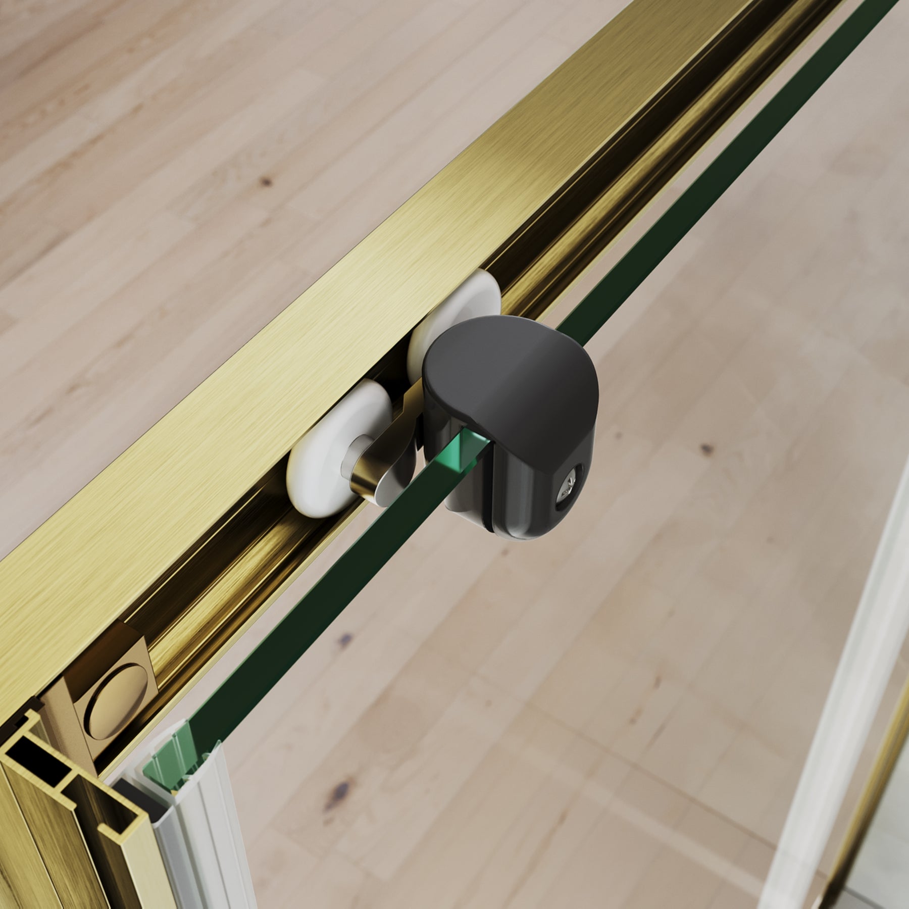 SONNI Duschtür Schiebetür Duschabtrennung Gebürstetes Gold Aluminiumrahmen ESG Glas 100–120 cm Höhe 185 cm - Sonni Sanitär GmbH