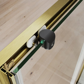 SONNI Duschtür Schiebetür Duschabtrennung Gebürstetes Gold Aluminiumrahmen ESG Glas 100–120 cm Höhe 185 cm - Sonni Sanitär GmbH