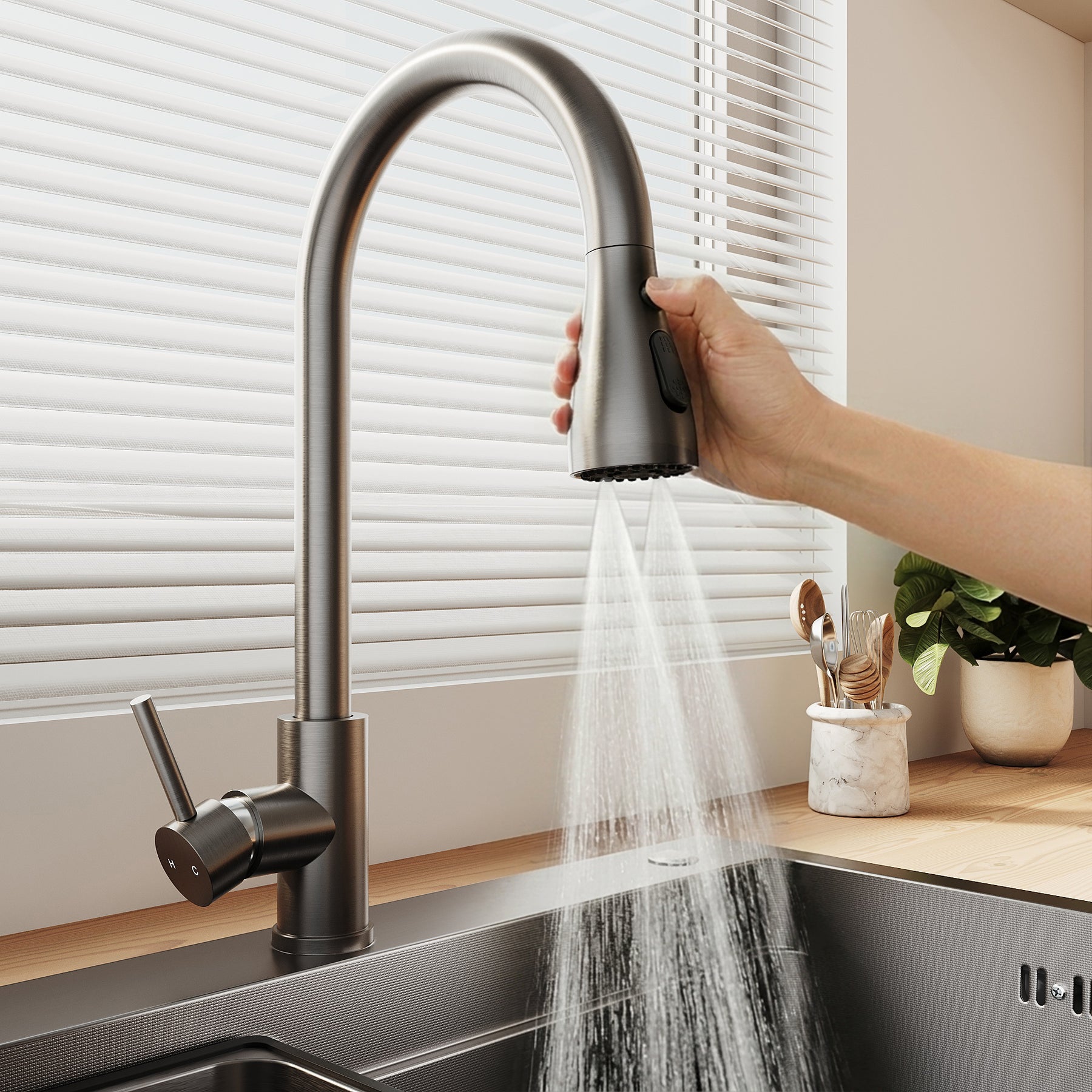 SONNI Waschbecken Küchenspüle 304 SUS Edelstahl, 70×48 cm, Einbauspüle mit 1 Becken,Wasserhahn,Unterbauspüle, mit Abtropfkorb und Dreieckigem Abfallsieb, 3-Loch Breitkante