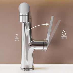 SONNI Waschtischarmatur verchromt, 3 Wasserauslassmodi Dualer Wasserfluss automatische Rückziehfunktion