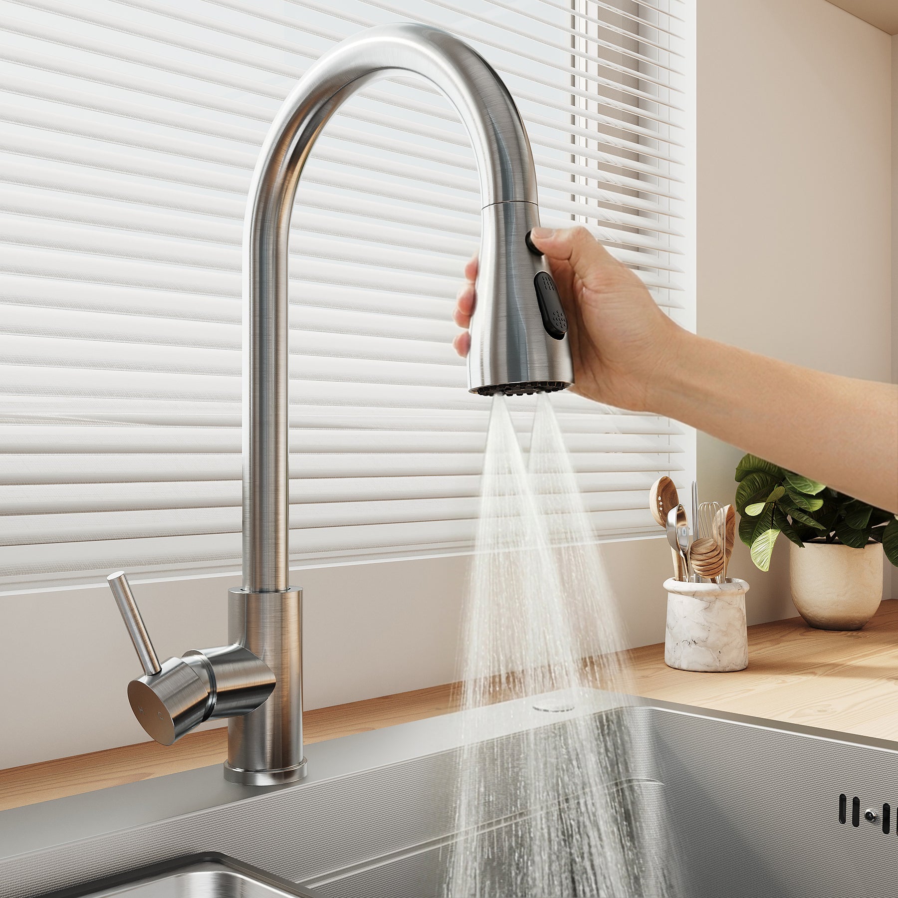 SONNI Waschbecken Küchenspüle 304 SUS Edelstahl, 70×48 cm, Einbauspüle mit 1 Becken,Wasserhahn,Unterbauspüle, mit Abtropfkorb und Dreieckigem Abfallsieb, 3-Loch Breitkante