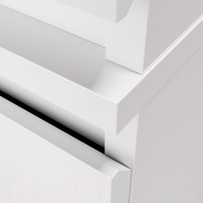 SONNI Badezimmerschrank mit Touch-LED-Beleuchtung, weißer Unterschrank mit 2 rechts öffnenden Türen und verstellbaren Einlegeböden, Geschlossen & Offenes Fach