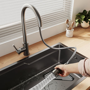 SONNI Waschbecken Küchenspüle 304 SUS Edelstahl, 70×43 cm, Einbauspüle mit 1 Becken,Wasserhahn,Unterbauspüle, mit Abtropfkorb und Dreieckigem Abfallsieb, Schmale Seite