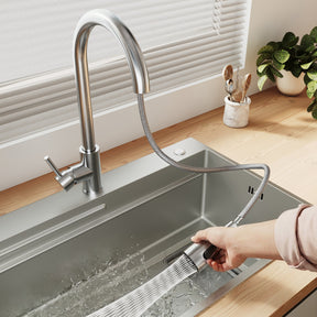 SONNI Spülbecken Küchenspüle 304 Edelstahl Waschbecken 70×45 cm, Einbauspüle mit 1 Becken,Wasserhahn,Unterbauspüle, Nanosilber/Diamantschwarz, inkl. Abtropfkorb & Abflusssieb, 3-Loch Breitkante