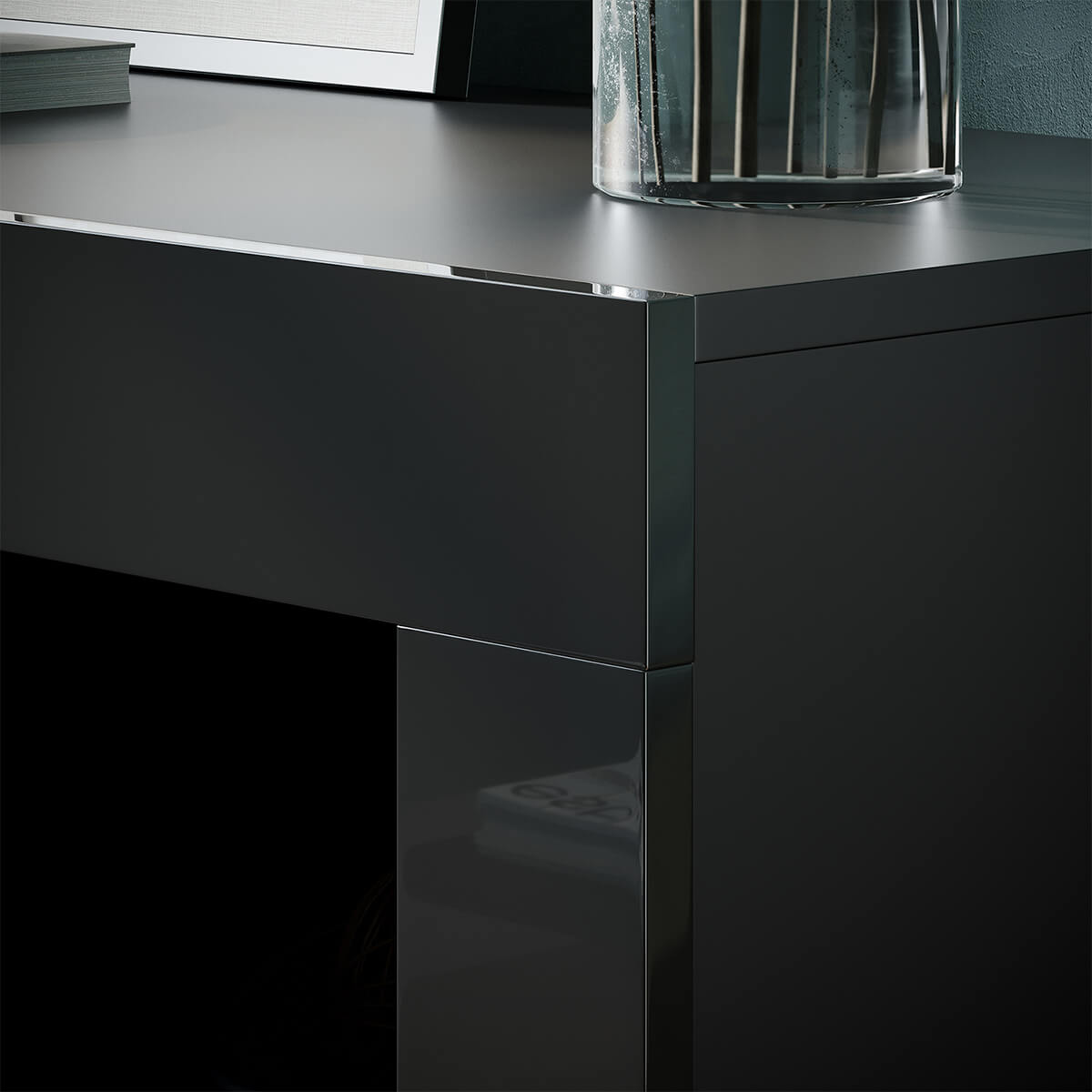 SONNI Kommode Sideboard mit LED Beleuchtung Schwarz Hochglanz Wohnzimmermöbel Wohnzimmerschrank Standschrank - Sonni Sanitär GmbH