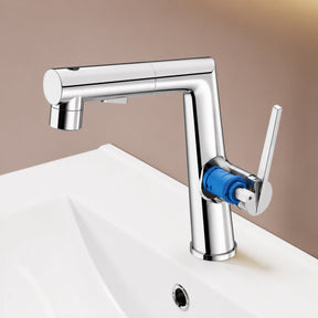 SONNI Waschtischarmatur verchromt, 3 Wasserauslassmodi Dualer Wasserfluss automatische Rückziehfunktion