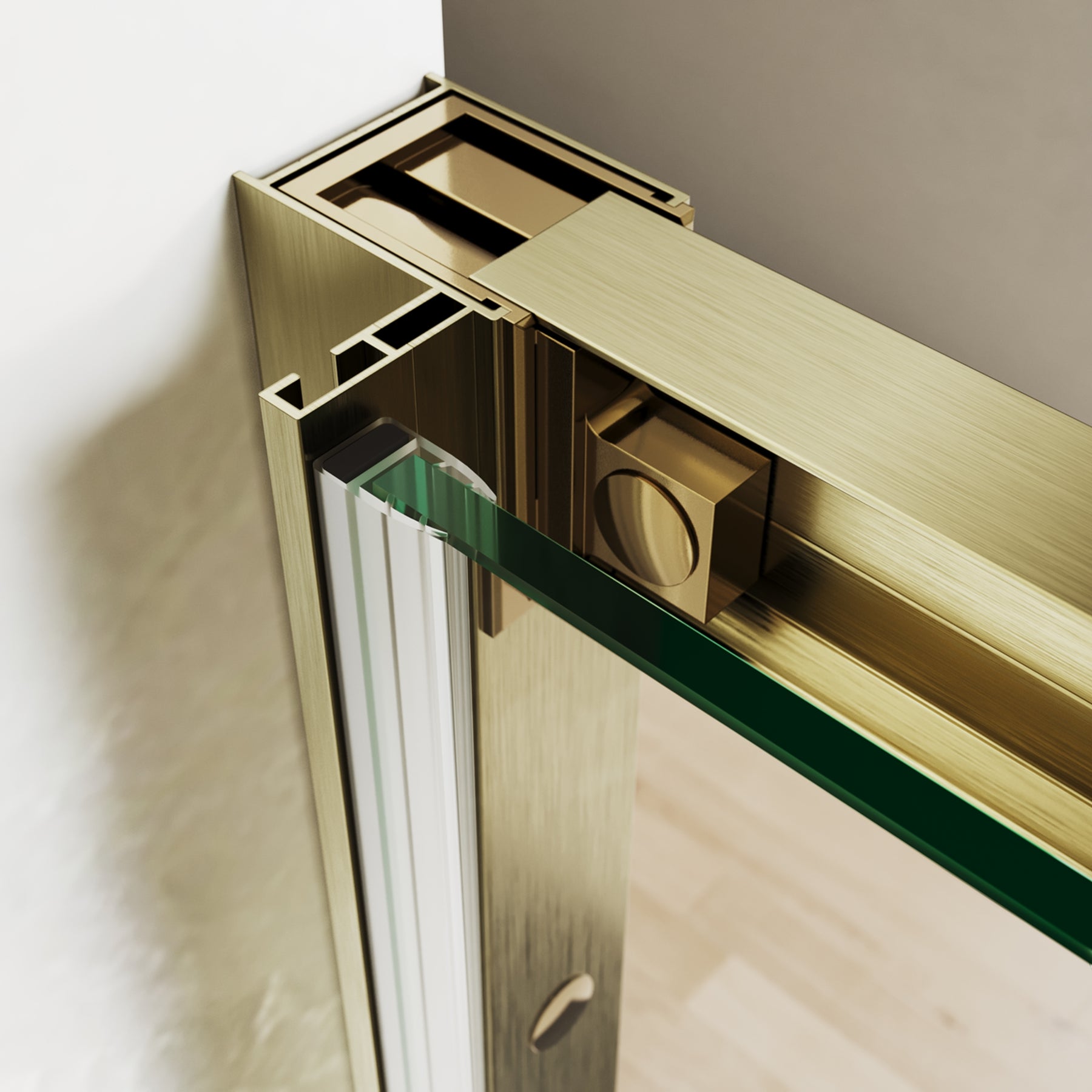 SONNI Duschtür Schiebetür Duschabtrennung Gebürstetes Gold Aluminiumrahmen ESG Glas 100–120 cm Höhe 185 cm - Sonni Sanitär GmbH