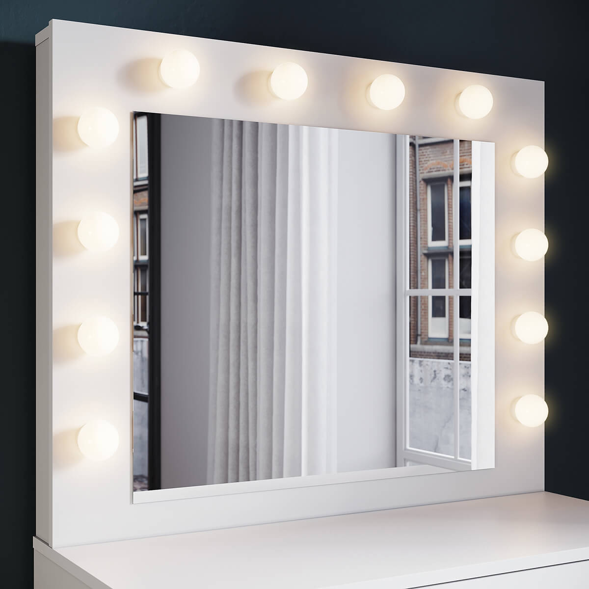 SONNI Schminktisch mit Hocker Spiegel, Kosmetiktisch mit Schubladen für Schlafzimmer, Frisiertisch Schreibtisch aus MFC und Massivholz, Kinderleichte Montage, Weiß - Sonni Sanitär GmbH