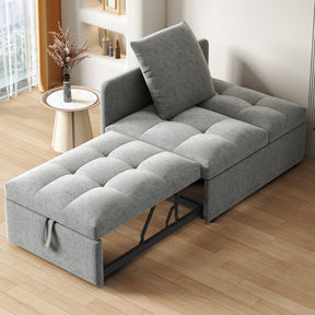 SONNI Schlafsofa mit Schlaffunktion, 3 in 1 Polsterbett, Leinenstoffsofa mit verstellbarer Rückenlehne und Kissen, Liegesofa für Gästezimmer und Home-Office, 177 x 68 x 65 cm