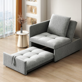 SONNI Schlafsofa mit Schlaffunktion, 3 in 1 Polsterbett, Leinenstoffsofa mit verstellbarer Rückenlehne und Kissen, Liegesofa für Gästezimmer und Home-Office, 177 x 68 x 65 cm