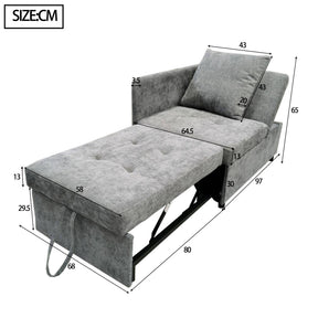SONNI Schlafsofa mit Schlaffunktion, 3 in 1 Polsterbett, Leinenstoffsofa mit verstellbarer Rückenlehne und Kissen, Liegesofa für Gästezimmer und Home-Office, 177 x 68 x 65 cm