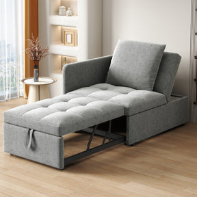 SONNI Schlafsofa mit Schlaffunktion, 3 in 1 Polsterbett, Leinenstoffsofa mit verstellbarer Rückenlehne und Kissen, Liegesofa für Gästezimmer und Home-Office, 177 x 68 x 65 cm