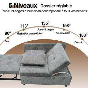 SONNI Schlafsofa mit Schlaffunktion, 3 in 1 Polsterbett, Leinenstoffsofa mit verstellbarer Rückenlehne und Kissen, Liegesofa für Gästezimmer und Home-Office, 177 x 68 x 65 cm