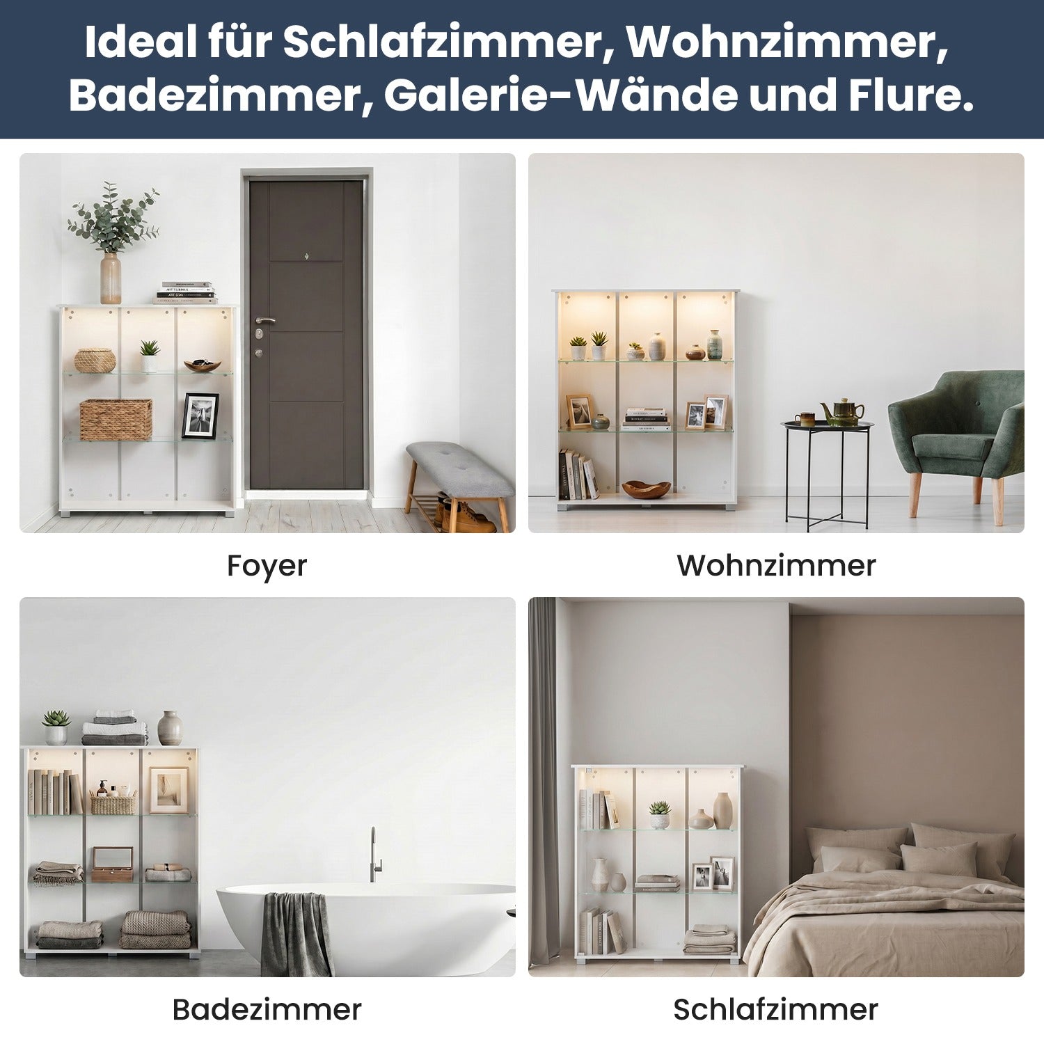 SONNI Badezimmerschrank mit LED-Sensor, Badschrank mit 3 Schubladen und linksseitigem Klappfach, Aufbewahrungsschrank 100 x 26 x 116 cm Weiß