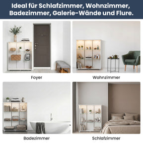 SONNI Badezimmerschrank mit LED-Sensor, Badschrank mit 3 Schubladen und linksseitigem Klappfach, Aufbewahrungsschrank 100 x 26 x 116 cm Weiß
