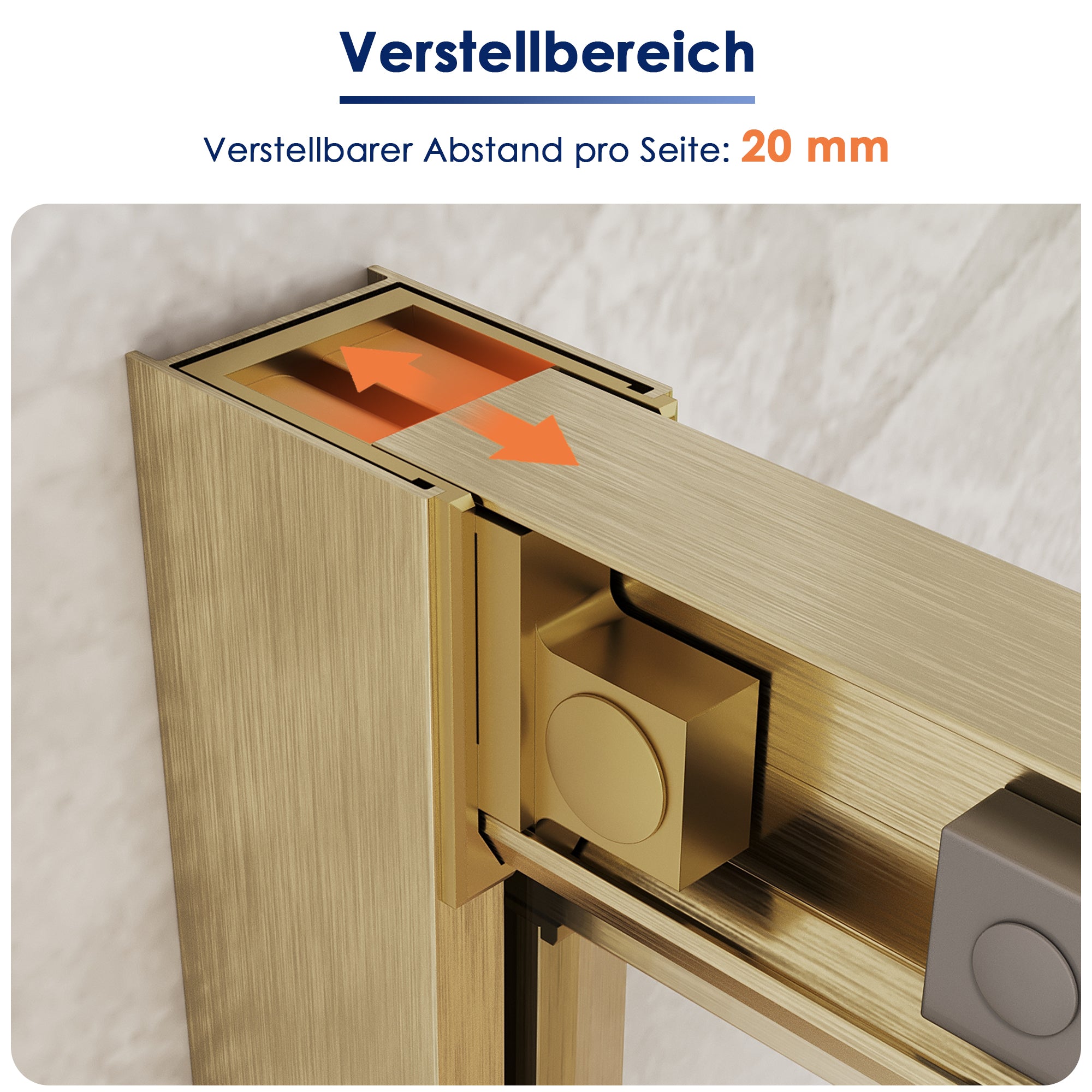 SONNI Duschkabine Eckeinstieg mit Schiebetür, gebürstetes Gold, 5mm ESG Sicherheitsglas, Aluminiumrahmen, 70-90 cm, Höhe 190cm, ohne Duschtasse - Sonni Sanitär GmbH