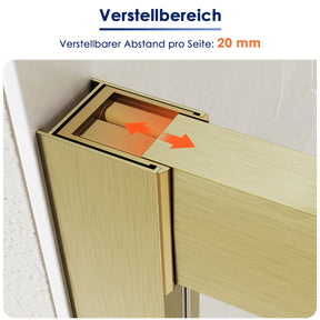 SONNI Duschtür Schiebetür Duschabtrennung Gebürstetes Gold Aluminiumrahmen ESG Glas 100–120 cm Höhe 185 cm - Sonni Sanitär GmbH